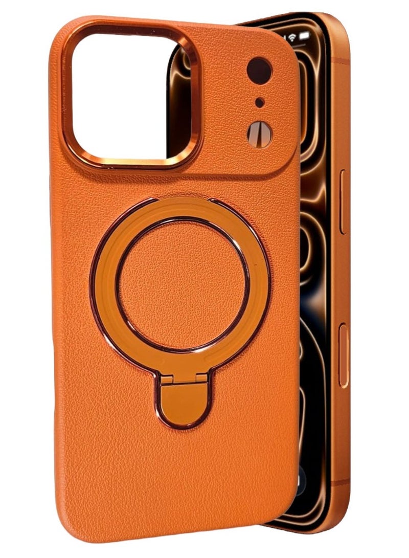 غطاء MagSafe مع حامل حلقي لهاتف iPhone 17 Pro Max، برتقالي – مقاوم للصدمات - Image 1